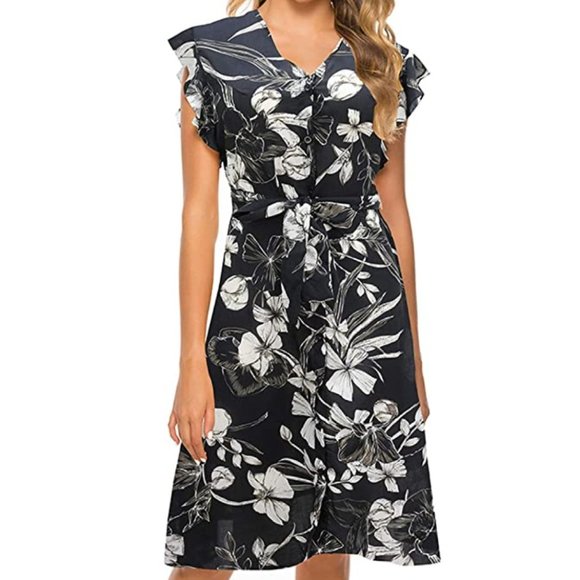 Dresses & Skirts - NWT Flutter Sleeve Button A-line Floral Sundress